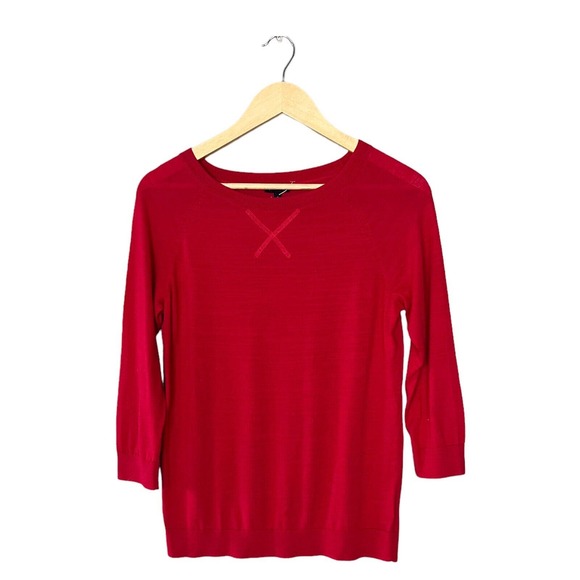 Talbots Tops - Talbots Shirt Womens Size Small Red 3/4 Sleeve Crew Neck Pullover Cotton